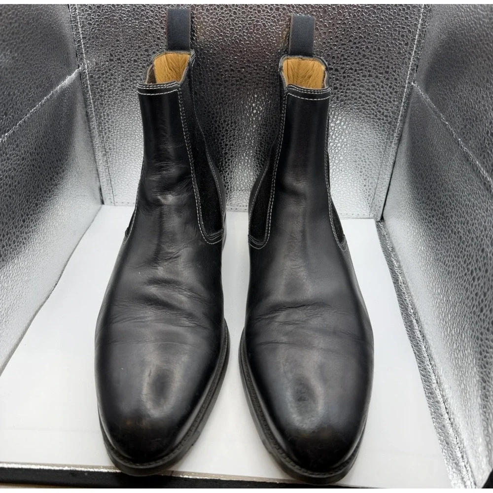 Santoni Men's US Size 8 Black Leather Chelsea Boots Luxury Made In Italy